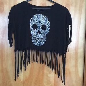 Skeleton fringe T-shirt